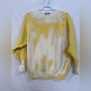 Vintage Thick Cotton Magnolia Yellow and White Women's Sweater